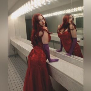 Red Sequin Jessica rabbit cosplay gown